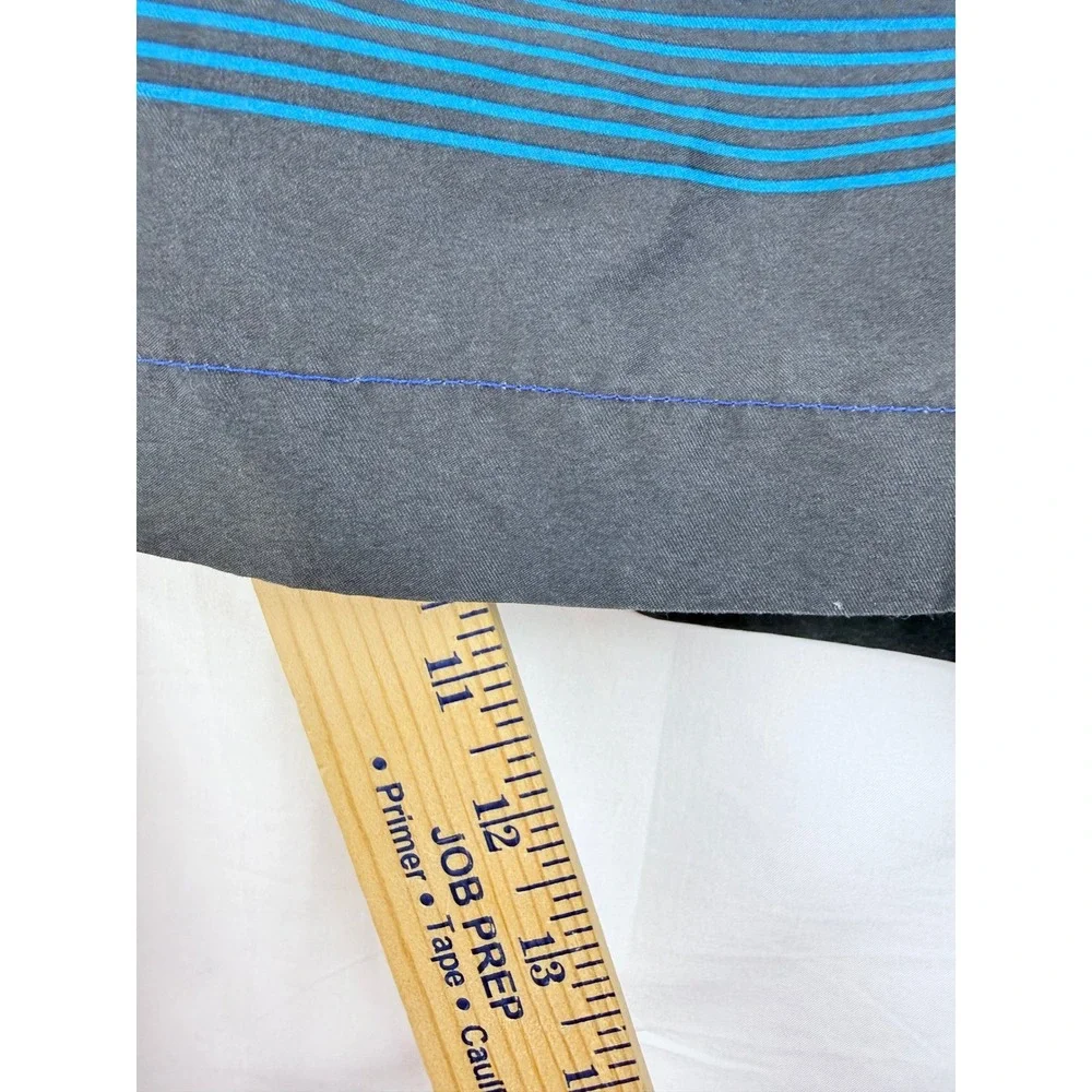Calvin Klein Men Blue Stripe Swim Trunks Board Shorts Elastic Waist Drawstring‎